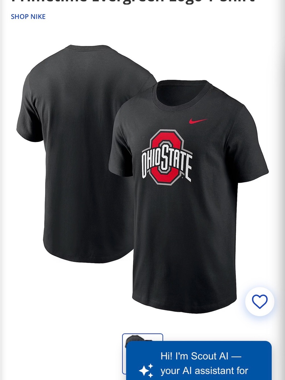 Nike Black Ohio State Graphic Short Sleeve Tee
